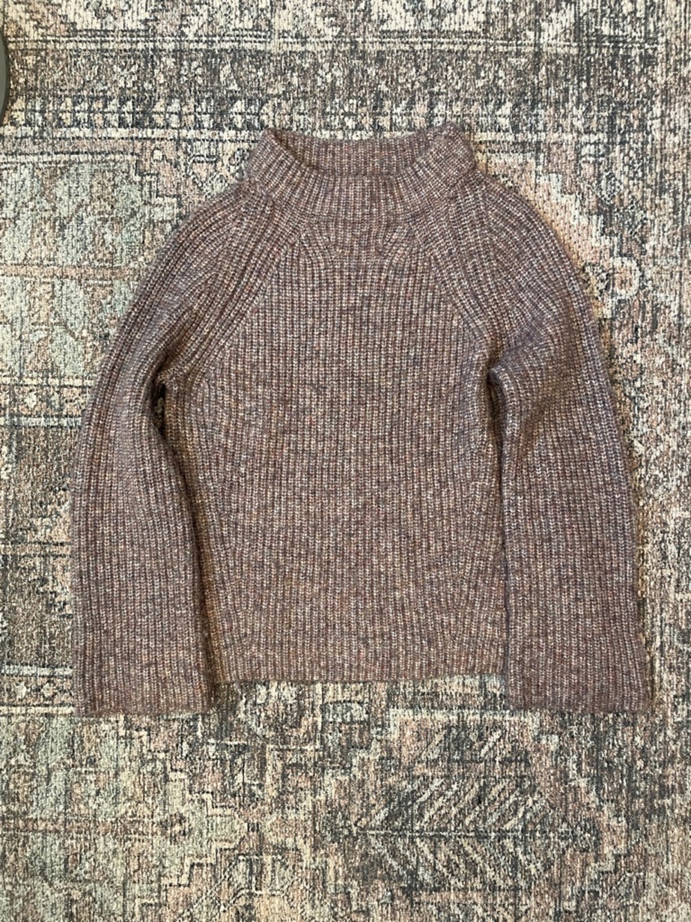 Ann Taylor Purple Marled Knit Sweater S Mock Neck Soft Textured Cozy Fall Winter - Picture 2 of 6